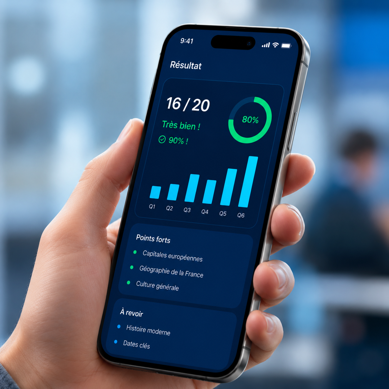 Résultat d'un QCM sur téléphone